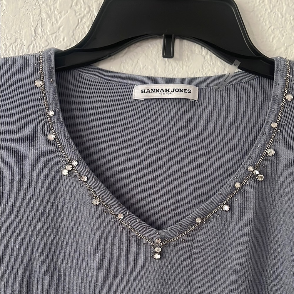 Hannah Jones Gray Embellished Top